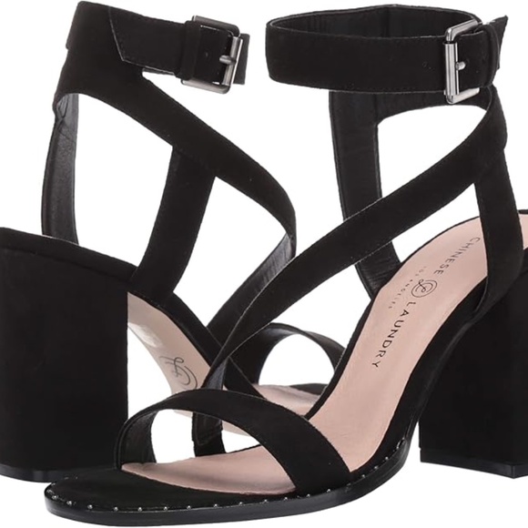 NWT - Chinese Laundry Women's Simi Heeled Sandal - 7.0 - Black Suede - Picture 1 of 7